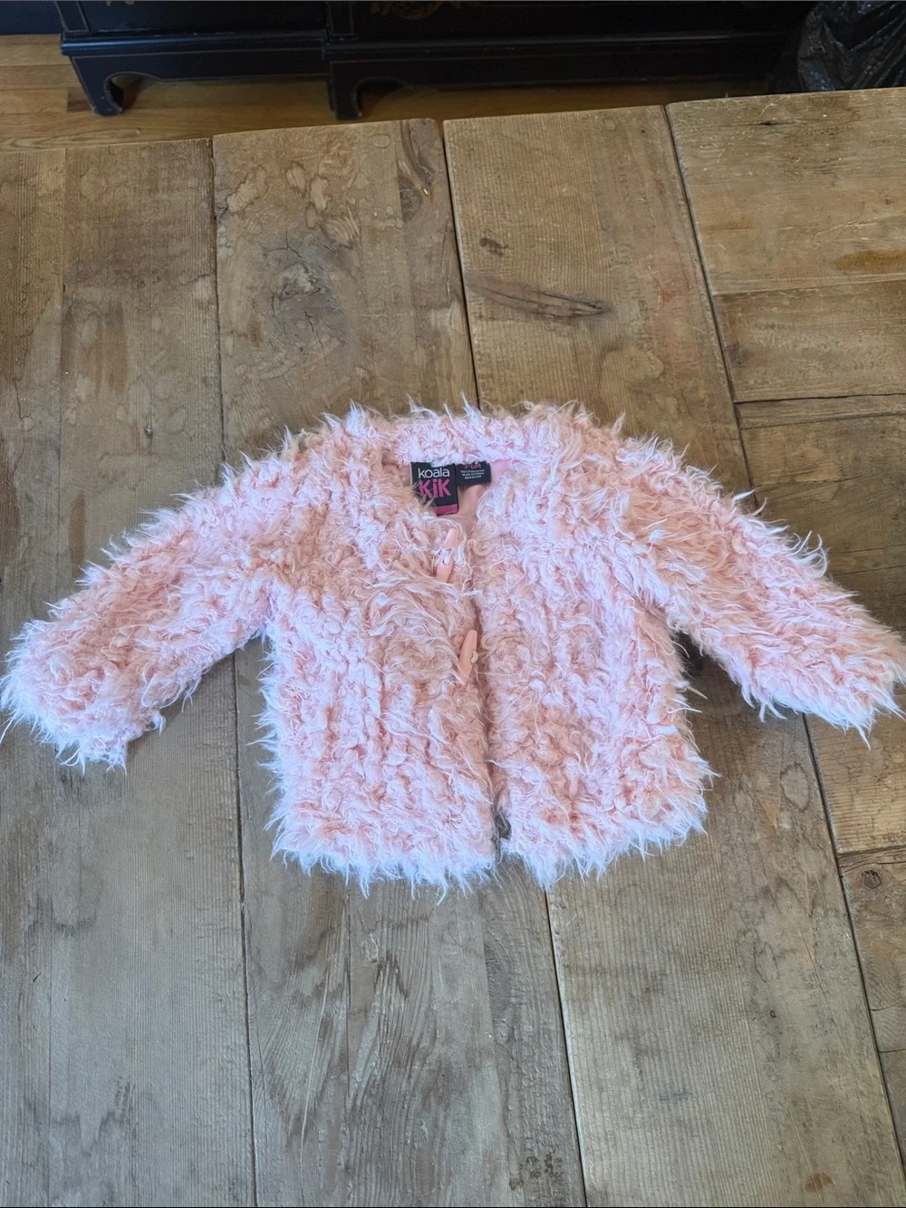 Koala Kids Soft Pink Fuzzy Girls' Jacket - Cozy Faux-Fur Cardigan